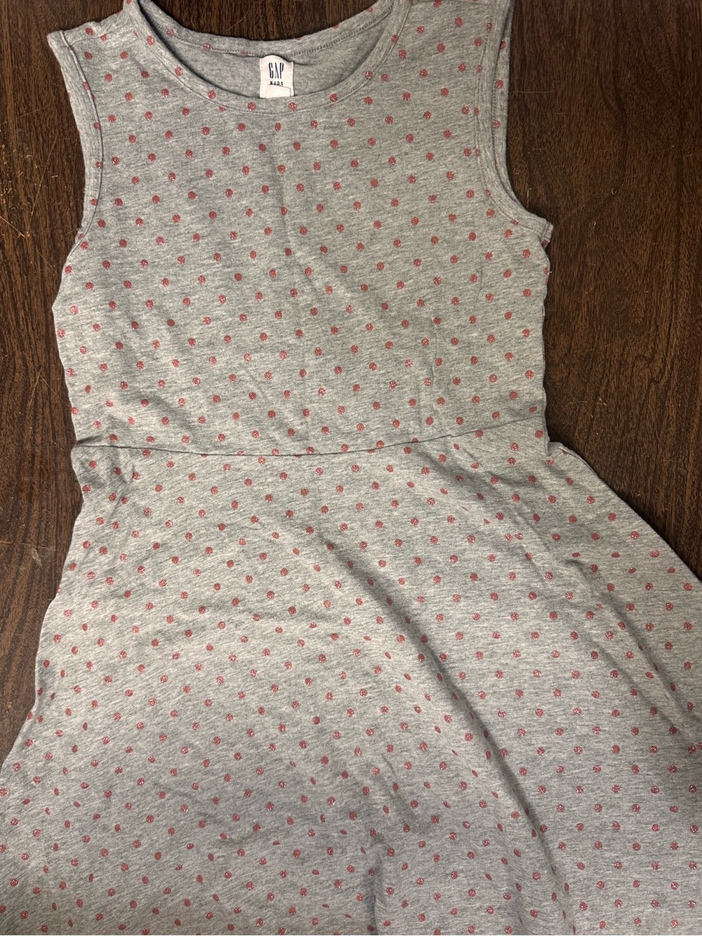 GAP Kids Gray Sleeveless Dress with Pink Dot Pattern